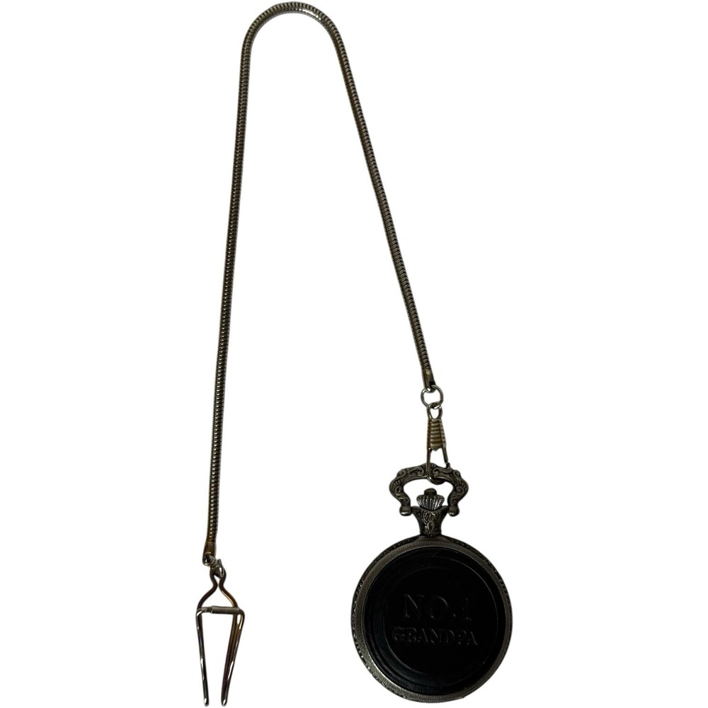 Advance Antique Silver Tone No.1 Grandpa Pocket Watch With Chain